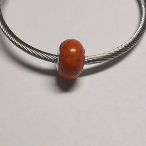 Crackled‎ Orange Charm for Pandora Style Bracelet